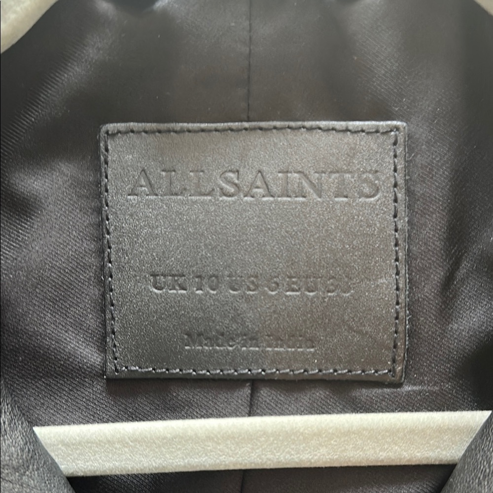 AllSaints Black Leather Cropped Biker Jacket - Picture 5 of 12